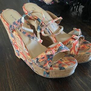 Chinese Laundry Colorful Patterned Wedge Sandals